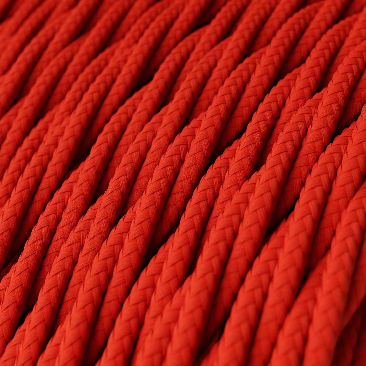 Cablu textil roșu aprins lucios - The Original Creative-Cables - Împletit TM09 2x0.75mm / 3x0.75mm