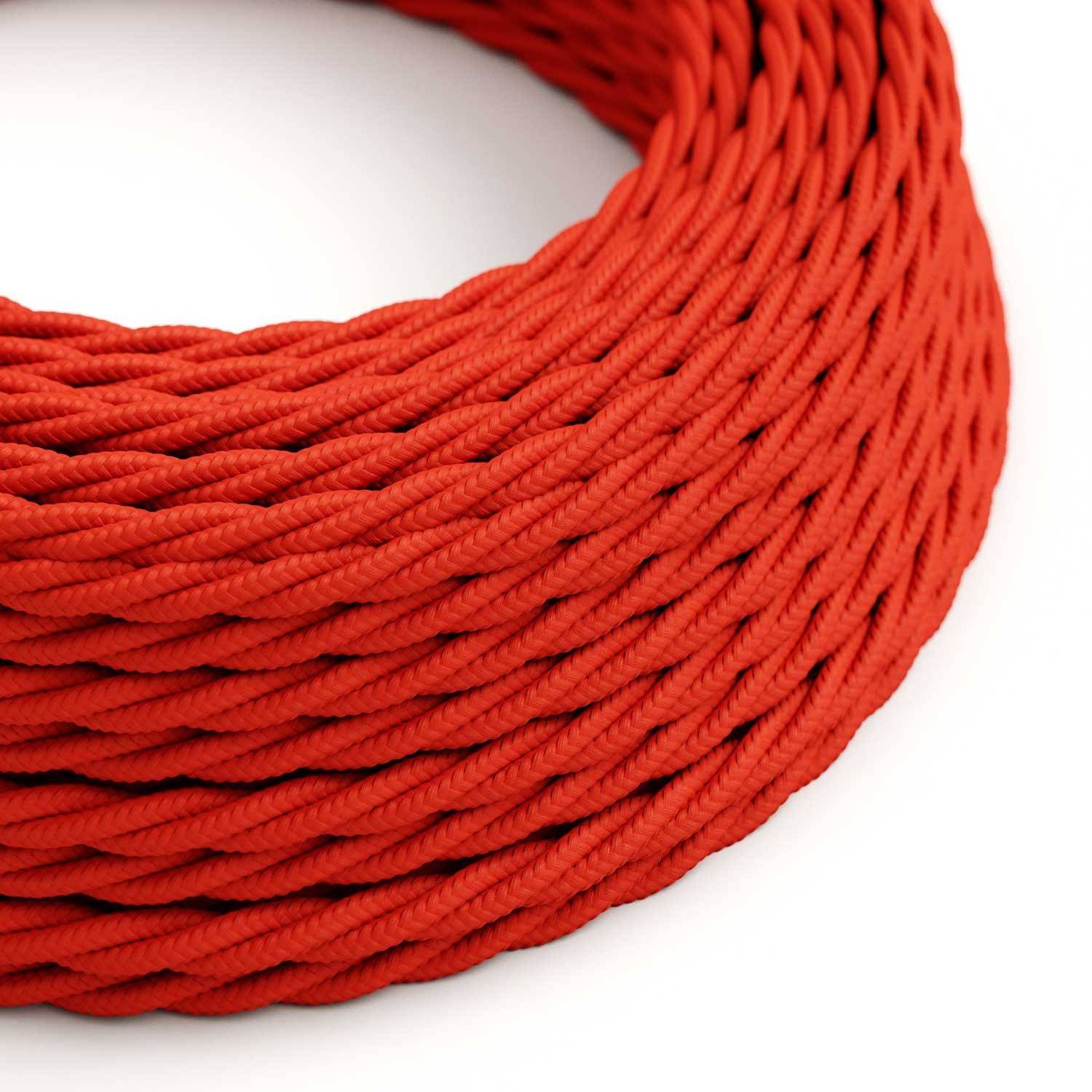 Gevlochten flexibele electriciteit textielkabel van viscose. TM09 - rood