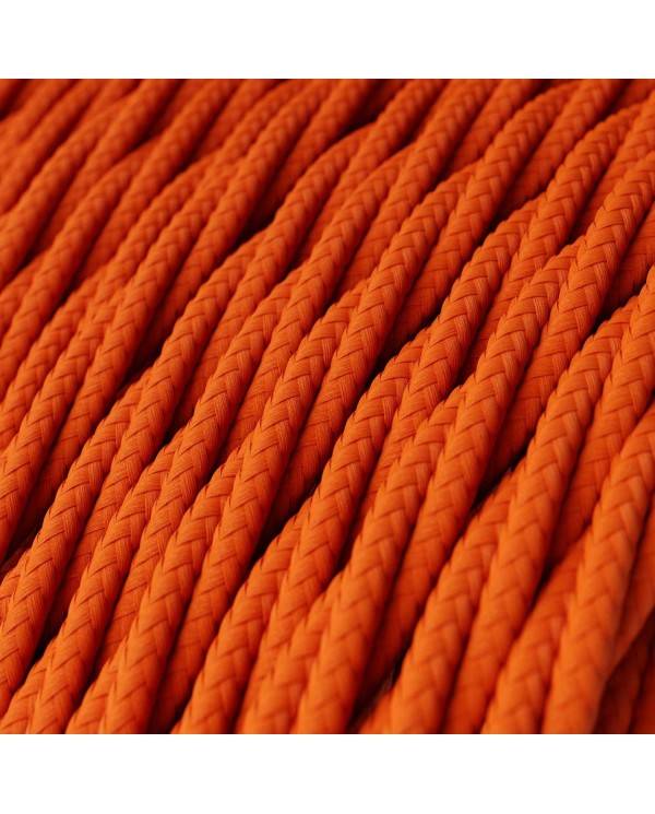 Cable Eléctrico Trenzado Recubierto en tejido Efecto Seda Color Sólido, Naranja TM15