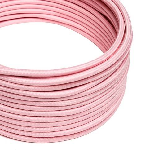 Cable Eléctrico Redondo Recubierto en tejido Efecto Seda Color Sólido, Rosa Baby RM16