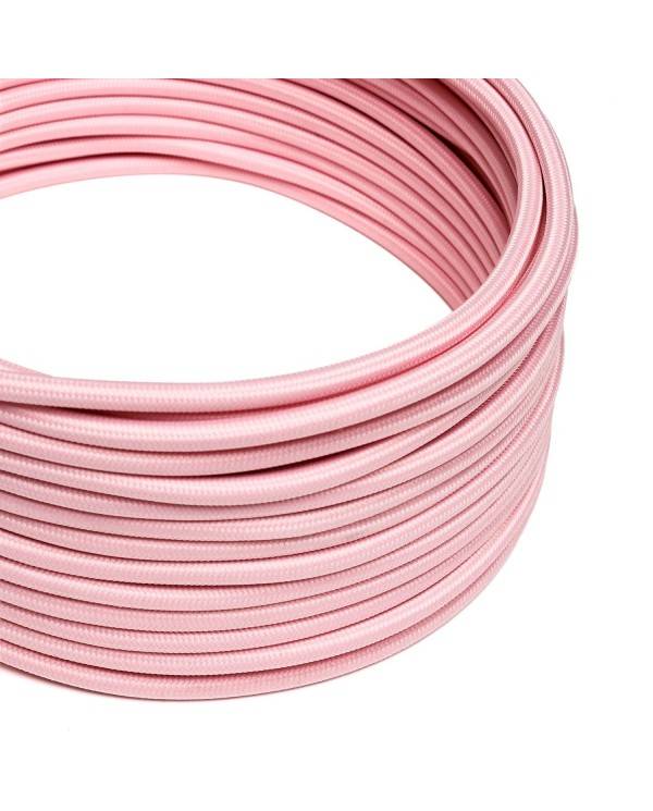 Cable Eléctrico Redondo Recubierto en tejido Efecto Seda Color Sólido, Rosa Baby RM16