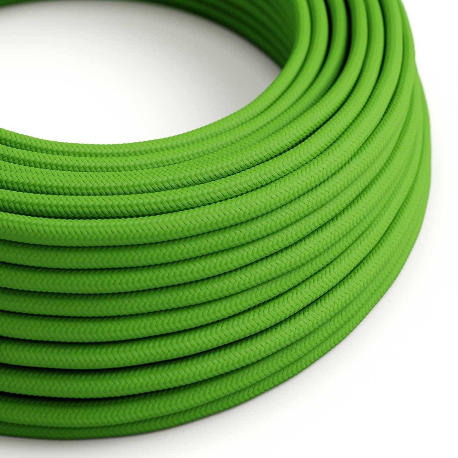 Cablu textil lucios verde lime - Originalul Creative-Cables - Rotund RM18 2x0.75mm / 3x0.75mm