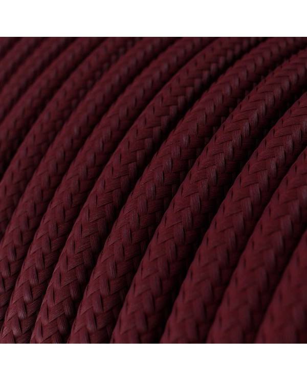 Okrúhly textilný elektrický kábel, umelý hodváb, jednofarebný, RM19 Bordová