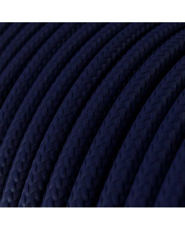 Cable Eléctrico Redondo Recubierto en tejido Efecto Seda Color Sólido, Azul Marino RM20
