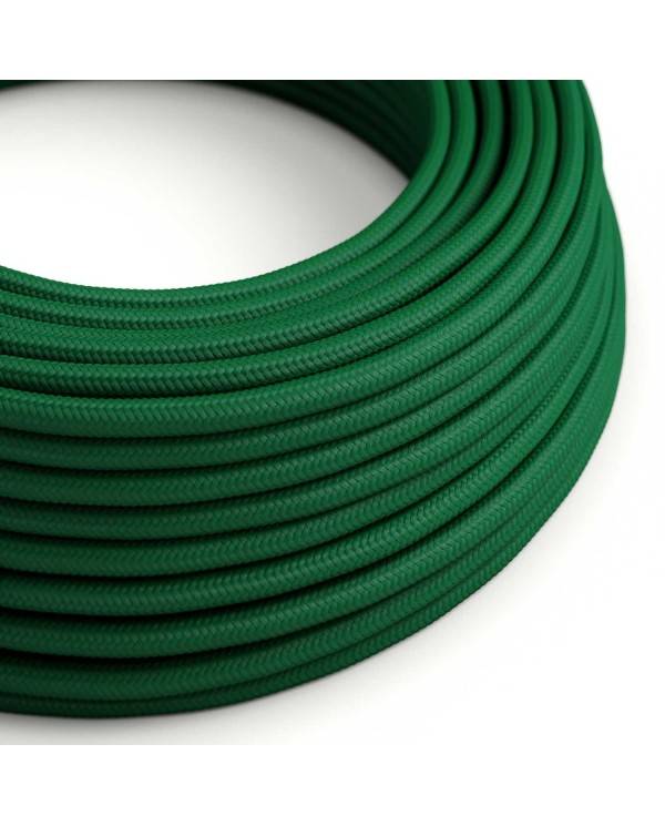 Cable Eléctrico Redondo Recubierto en tejido Efecto Seda Color Sólido, Verde Oscuro RM21
