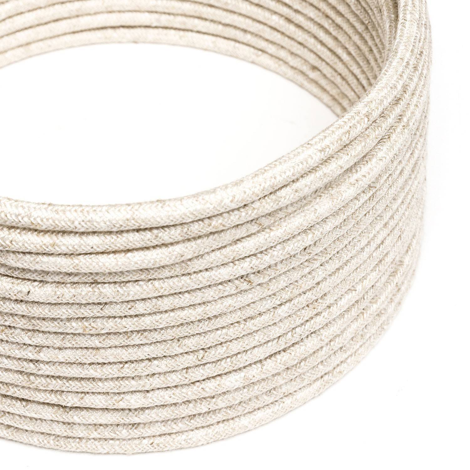 Lněný textilní elektrický kabel, RN01 přírodní neutrální barvy