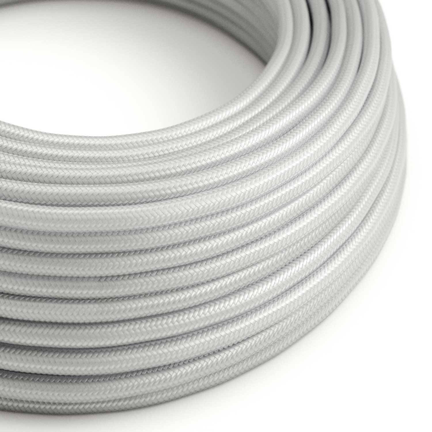Srebrny kabel w oplocie Silver błyszczący okrągły 2x0,75mm / 3x0,75mm - RM02