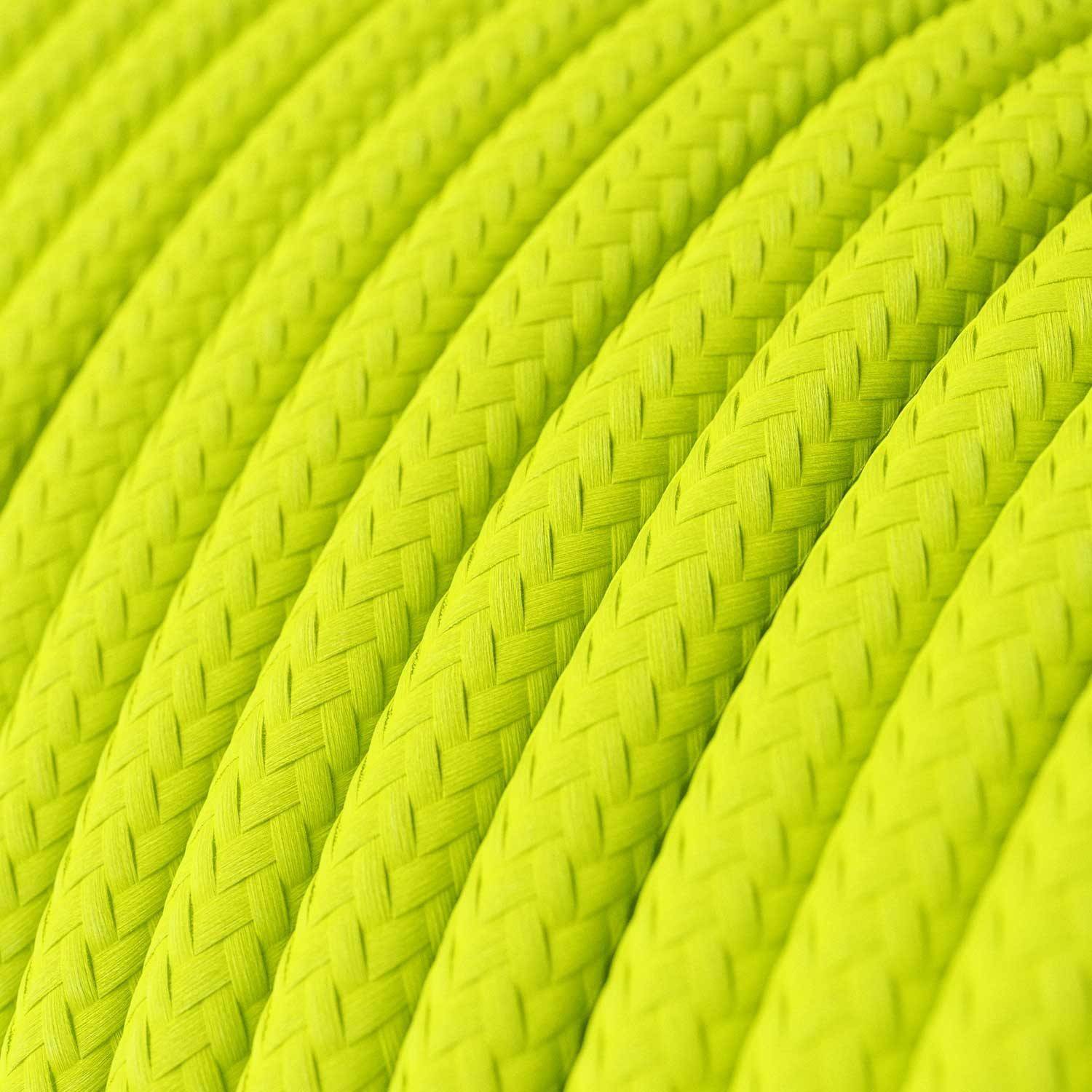 Cablu textil de culoare galben fluorescent lucios - Originalul Creative-Cables - RF10 Rotund 2x0.75mm / 3x0.75mm