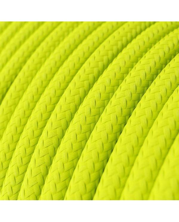 Cablu textil de culoare galben fluorescent lucios - Originalul Creative-Cables - RF10 Rotund 2x0.75mm / 3x0.75mm