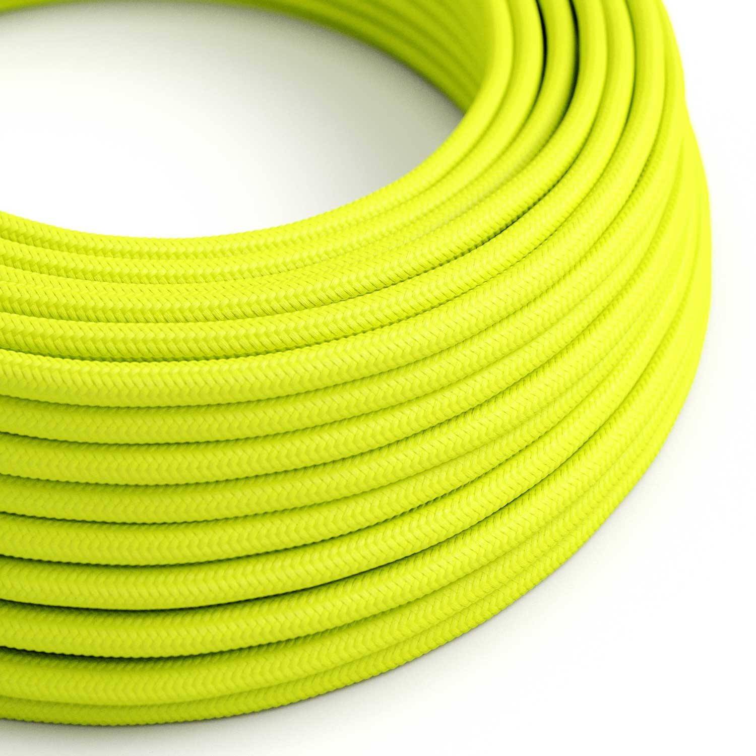 Cablu textil de culoare galben fluorescent lucios - Originalul Creative-Cables - RF10 Rotund 2x0.75mm / 3x0.75mm