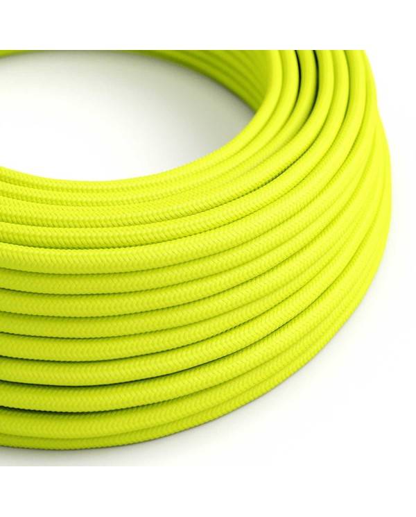 Cablu textil de culoare galben fluorescent lucios - Originalul Creative-Cables - RF10 Rotund 2x0.75mm / 3x0.75mm