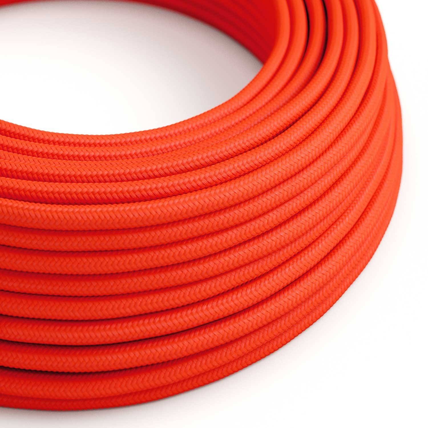 Rund textilkabel flouriserande RF15 - Orange Neon