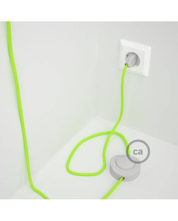 Cableado para lámpara de pie, cable RF10 Efecto Seda Amarillo Flúo 3 m. Elige tu el color de la clavija y del interruptor!