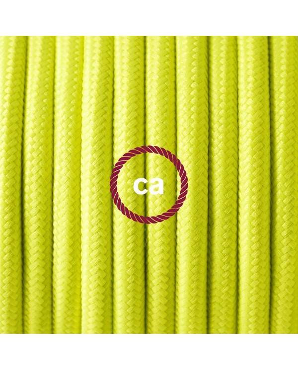 Cabo para candeeiro de chão, RF10 Amarelo Neon Seda Artificial 3 m.  Escolha a cor da ficha e do interruptor.