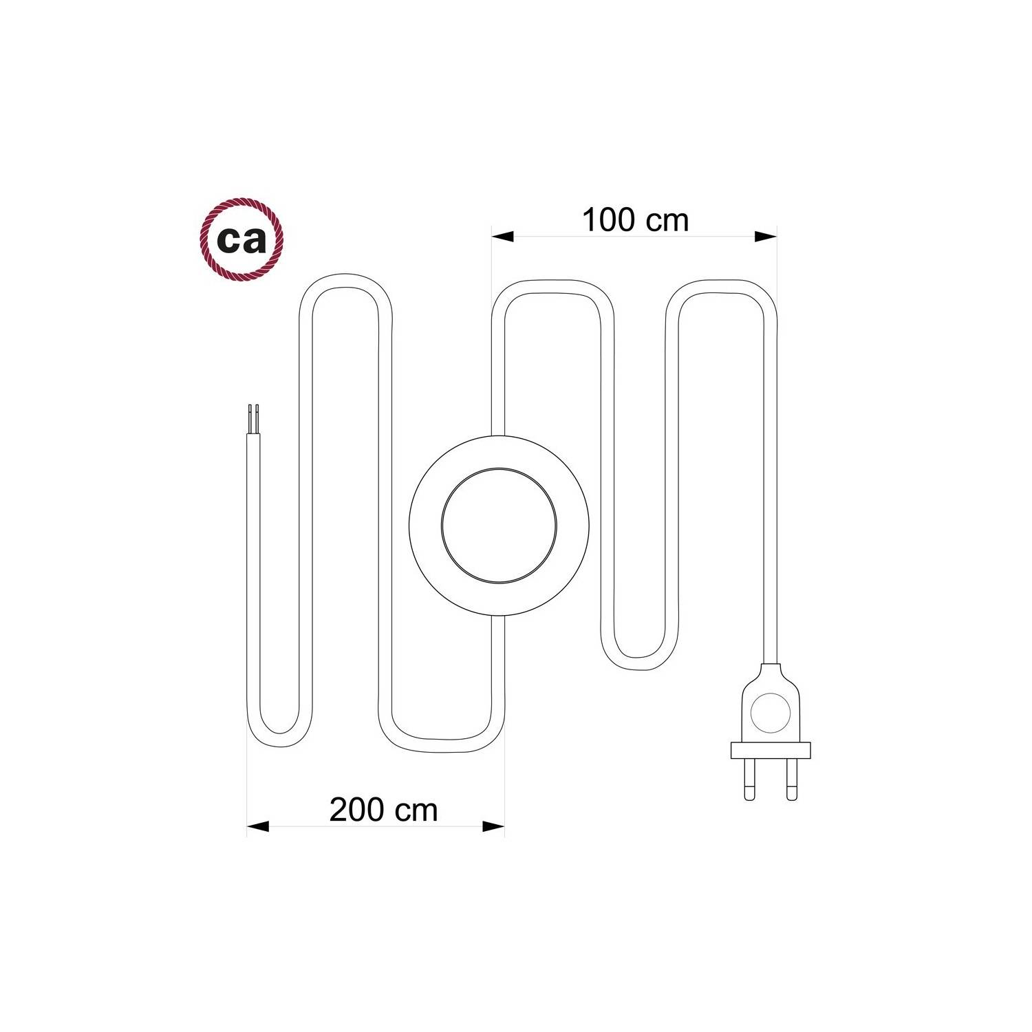 Napájací kábel pre podlahovú lampu, RF10 Fluo žltý hodvábny 3 m. Vyberte si farbu zástrčky a vypínača.