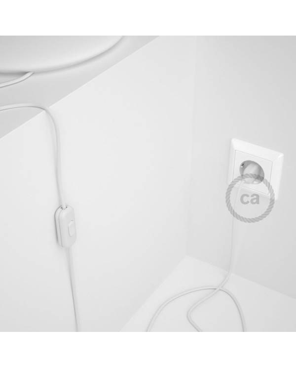 Cableado para lámpara, cable RM01 Efecto Seda Blanco 1,8m. Elige tu el color de la clavija y del interruptor!