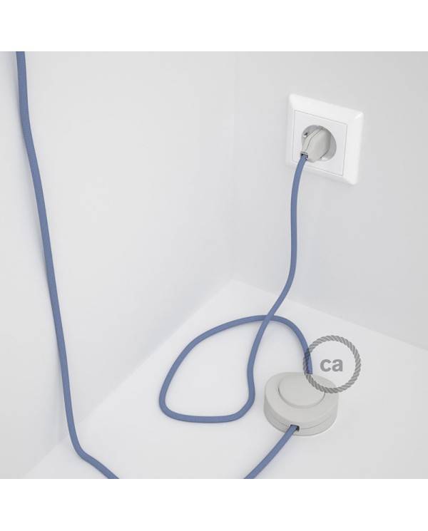 Cableado para lámpara de pie, cable RM07 Efecto Seda Lila 3 m. Elige tu el color de la clavija y del interruptor!