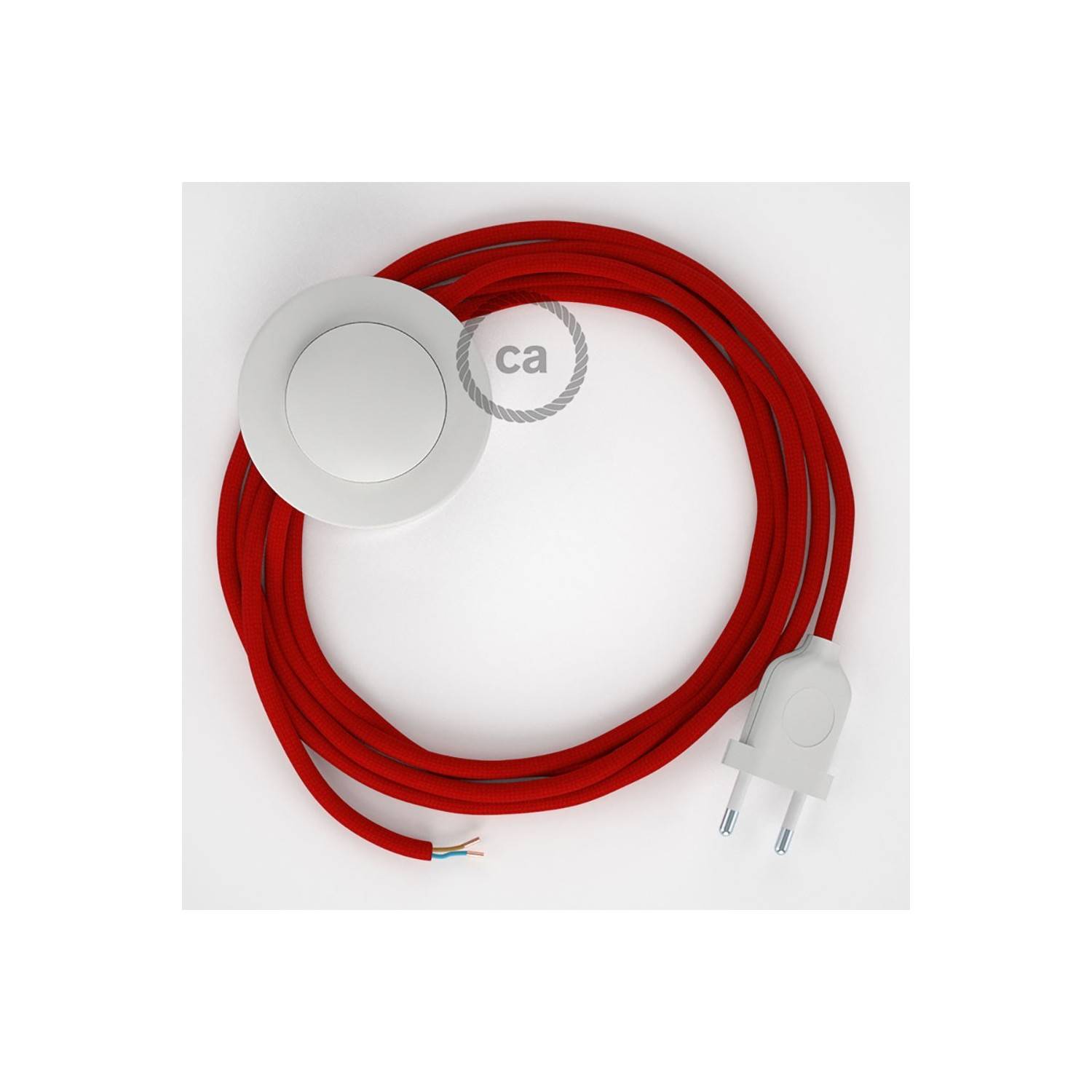 Cableado para lámpara de pie, cable RM09 Efecto Seda Rojo 3 m. Elige tu el color de la clavija y del interruptor!