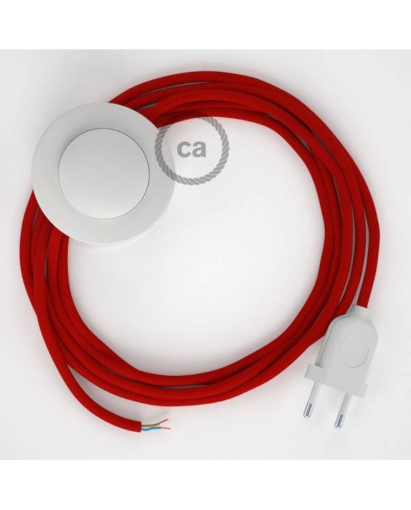Cableado para lámpara de pie, cable RM09 Efecto Seda Rojo 3 m. Elige tu el color de la clavija y del interruptor!