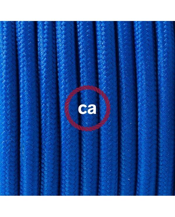 Cabo para candeeiro de chão, RM12 Azul Seda Artificial 3 m.  Escolha a cor da ficha e do interruptor.