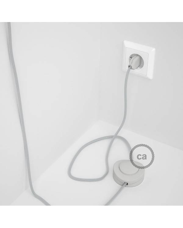 Cableado para lámpara de pie, cable RM02 Efecto Seda Plateado 3 m. Elige tu el color de la clavija y del interruptor!