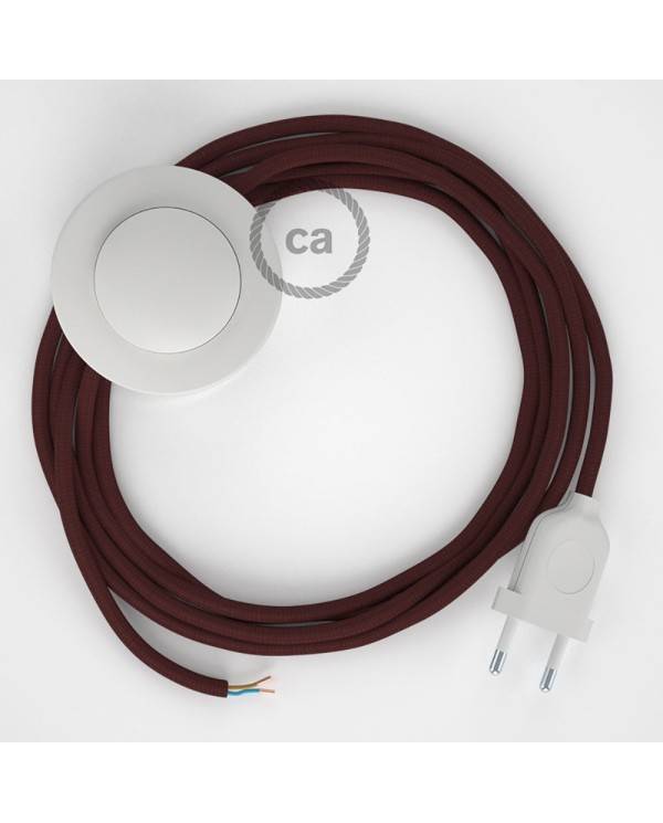 Cableado para lámpara de pie, cable RM19 Efecto Seda Burdeos 3 m. Elige tu el color de la clavija y del interruptor!