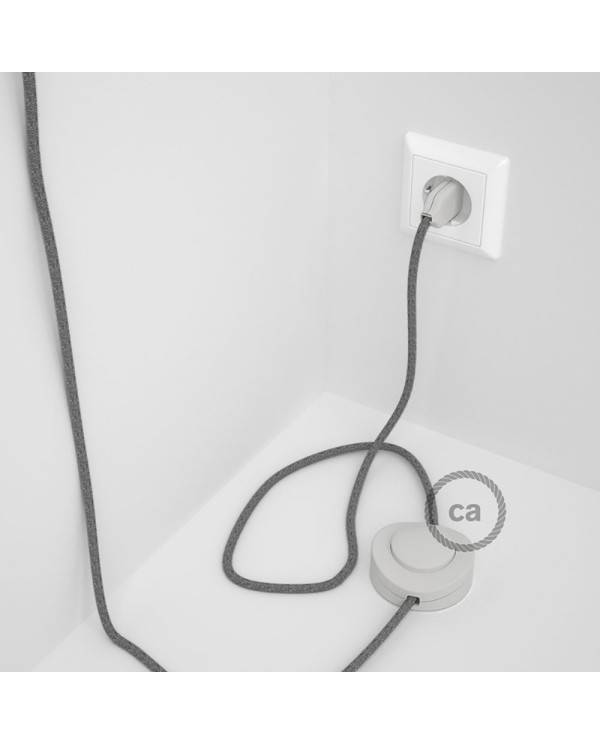 Cableado para lámpara de pie, cable RN02 Lino Natural Gris 3 m. Elige tu el color de la clavija y del interruptor!