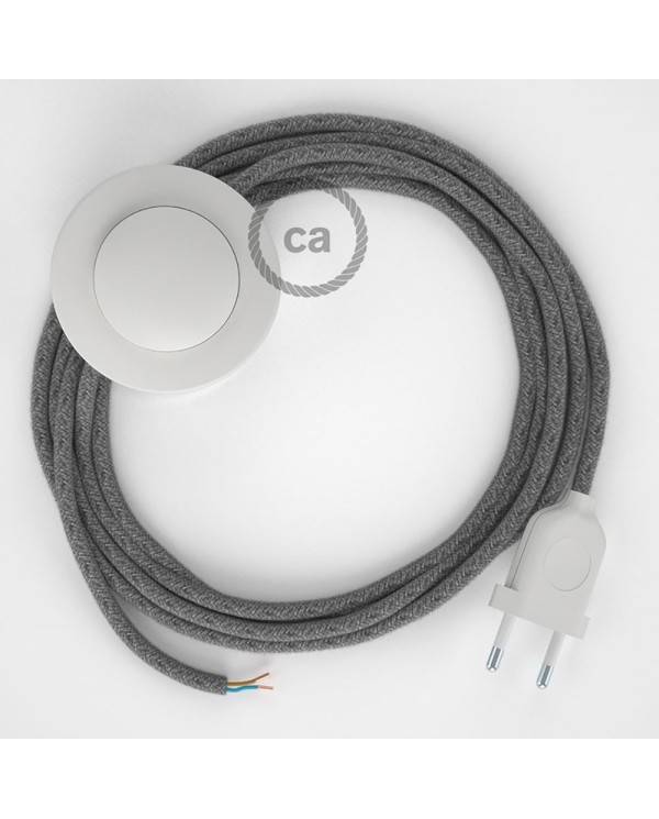 Cableado para lámpara de pie, cable RN02 Lino Natural Gris 3 m. Elige tu el color de la clavija y del interruptor!