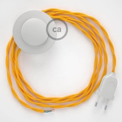 Cabo para candeeiro de chão, TM10 Amarelo  Seda Artificial 3 m.  Escolha a cor da ficha e do interruptor.