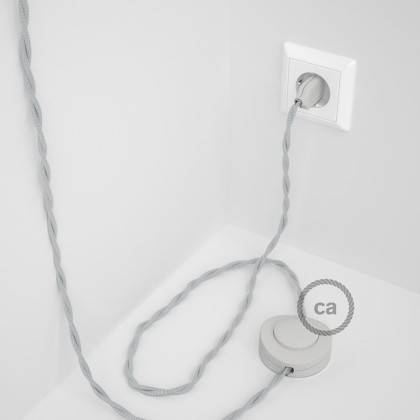 Cableado para lámpara de pie, cable TM02 Efecto Seda Plateado 3 m. Elige tu el color de la clavija y del interruptor!