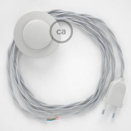Cableado para lámpara de pie, cable TM02 Efecto Seda Plateado 3 m. Elige tu el color de la clavija y del interruptor!