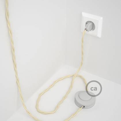 Cableado para lámpara de pie, cable TM00 Efecto Seda Marfil 3 m. Elige tu el color de la clavija y del interruptor!