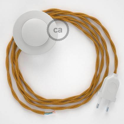 Cabo para candeeiro de chão, TM05 Dourado Seda Artificial 3 m.  Escolha a cor da ficha e do interruptor.