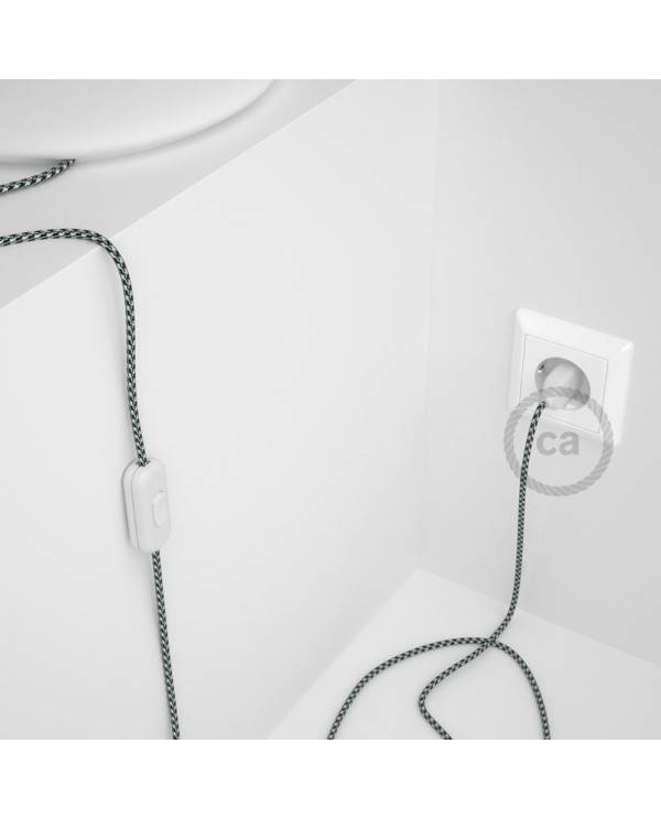 Lamp wiring, RP04 White-Black Two-Tone Rayon 1,80 m. Choose the colour of the switch and plug.
