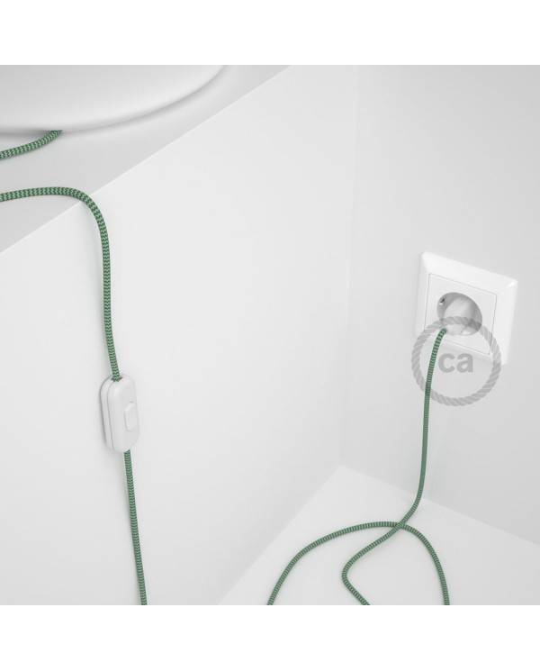Lamp wiring, RZ06 Green ZigZag Rayon 1,80 m. Choose the colour of the switch and plug.