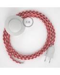 Cableado para lámpara de pie, cable RP09 Efecto Seda Bicolor Blanco-Rojo 3 m. Elige tu el color de la clavija y del interruptor!