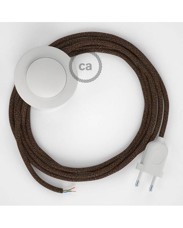 Cableado para lámpara de pie, cable RL13 Efecto Seda Glitter Marrón 3 m. Elige tu el color de la clavija y del interruptor!