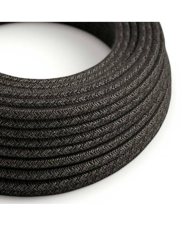 Okrugli tekstilni električni kabel RN03 antracit prirodni lan