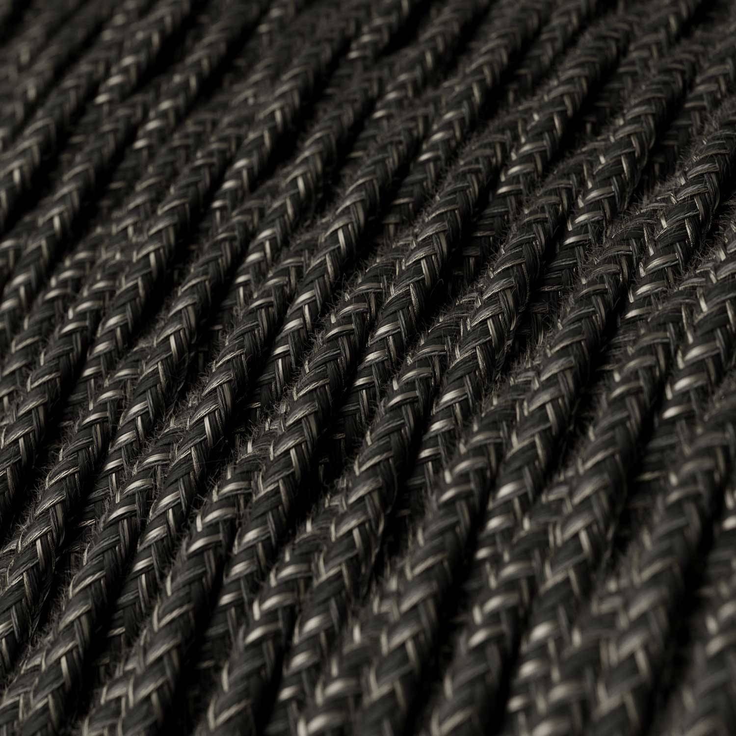 Cablu textil antracit melanj, Linen - Originalul Creative-Cables - TN03 împletit 2x0.75mm / 3x0.75mm