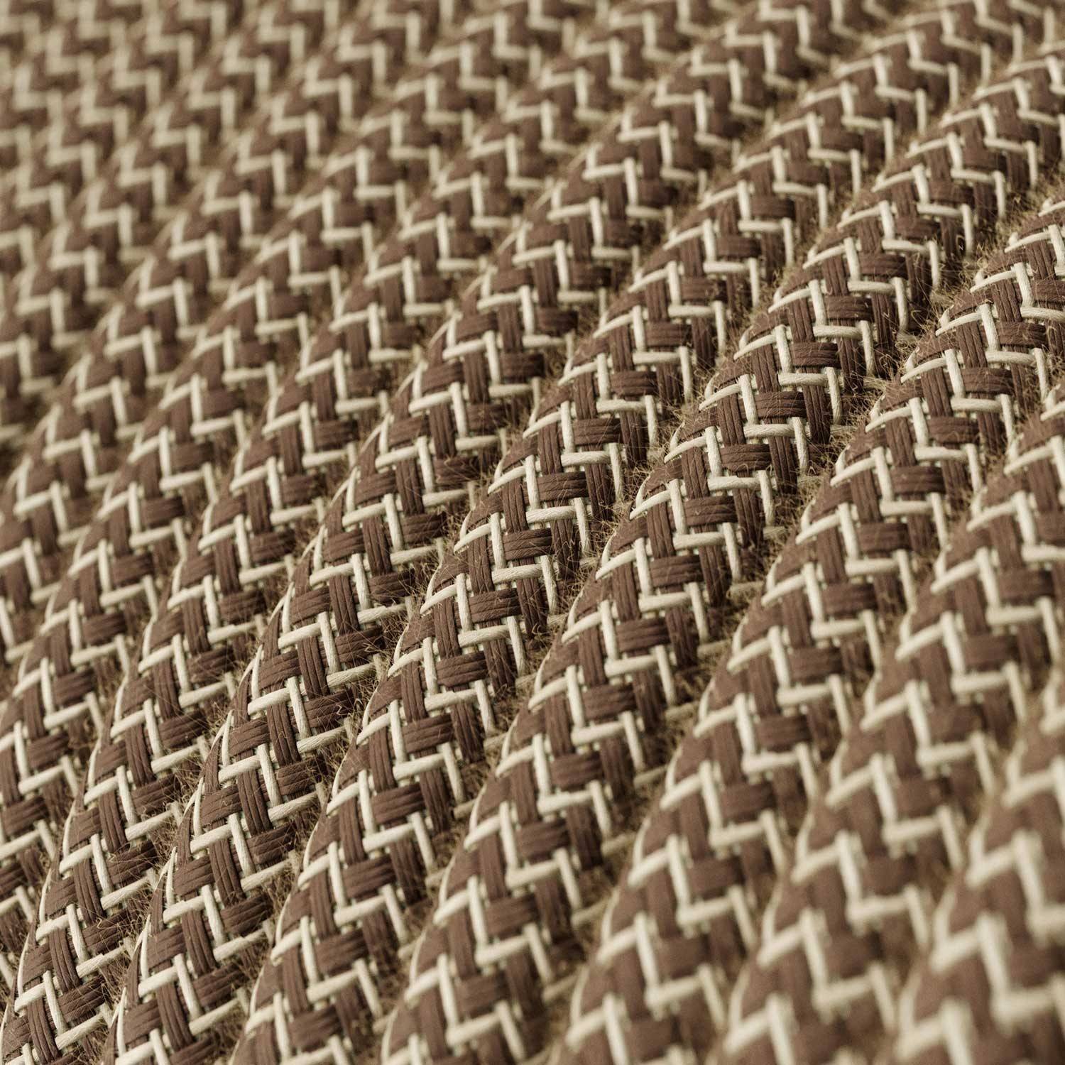 Cablu textil în zigzag în nuanțe de scoarță și bej - Originalul Creative-Cables - model RD73 rotund 2x0.75mm / 3x0.75mm