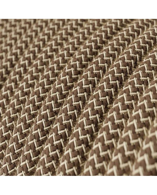 Cablu textil în zigzag în nuanțe de scoarță și bej - Originalul Creative-Cables - model RD73 rotund 2x0.75mm / 3x0.75mm