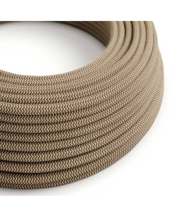 Bark and Beige ZigZag Textile Cable - The Original Creative-Cables - RD73 round 2x0.75mm / 3x0.75mm