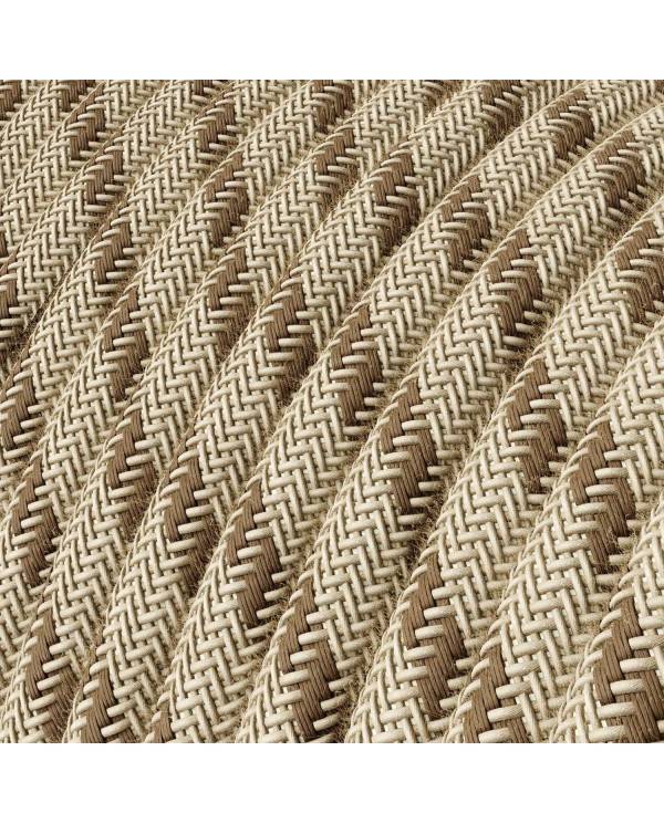 Bark and Beige Stripe Textile Cable - The Original Creative-Cables - RD53 round 2x0.75mm / 3x0.75mm