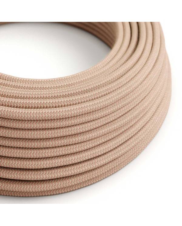 Antique Pink and Beige ZigZag Textile Cable - The Original Creative-Cables - RD71 round 2x0.75mm / 3x0.75mm