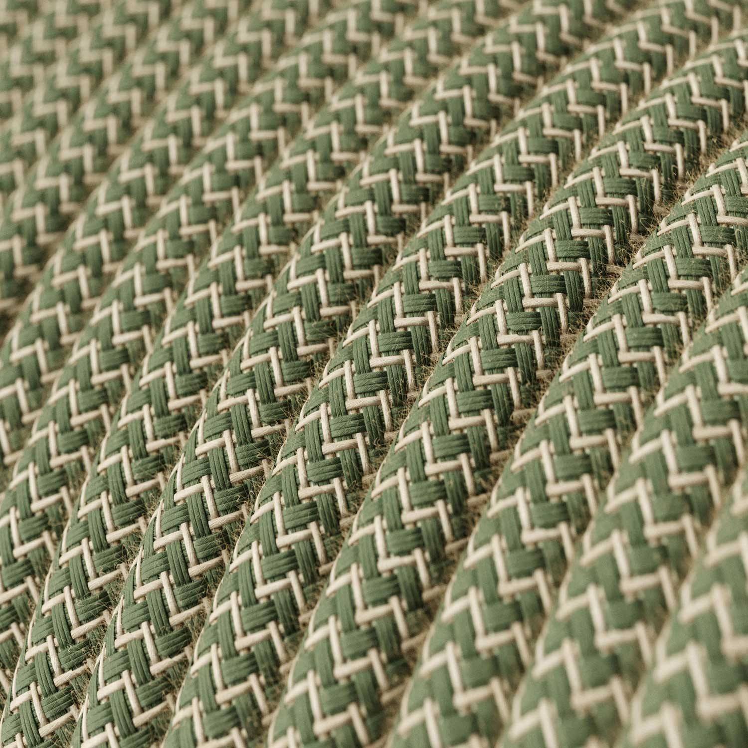 Cablu textil cu model zigzag verde și bej - Creative-Cables Original - rotund RD72 2x0.75mm / 3x0.75mm