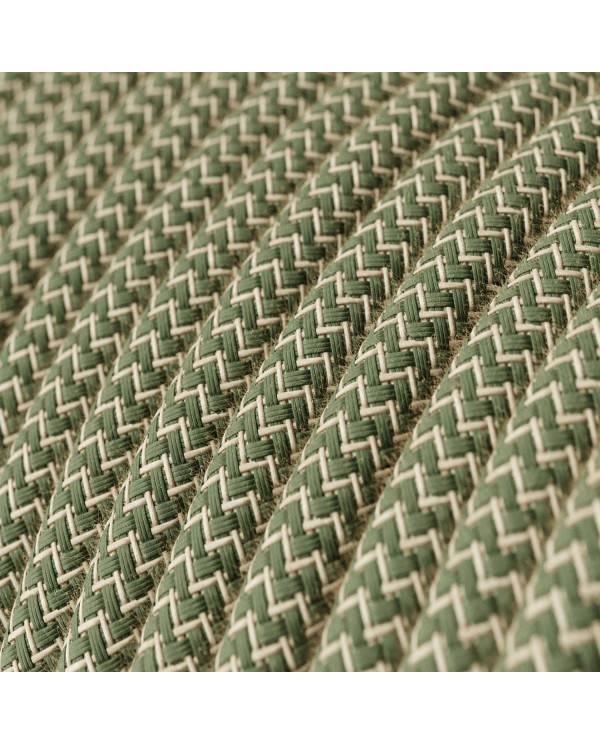 Cablu textil cu model zigzag verde și bej - Creative-Cables Original - rotund RD72 2x0.75mm / 3x0.75mm