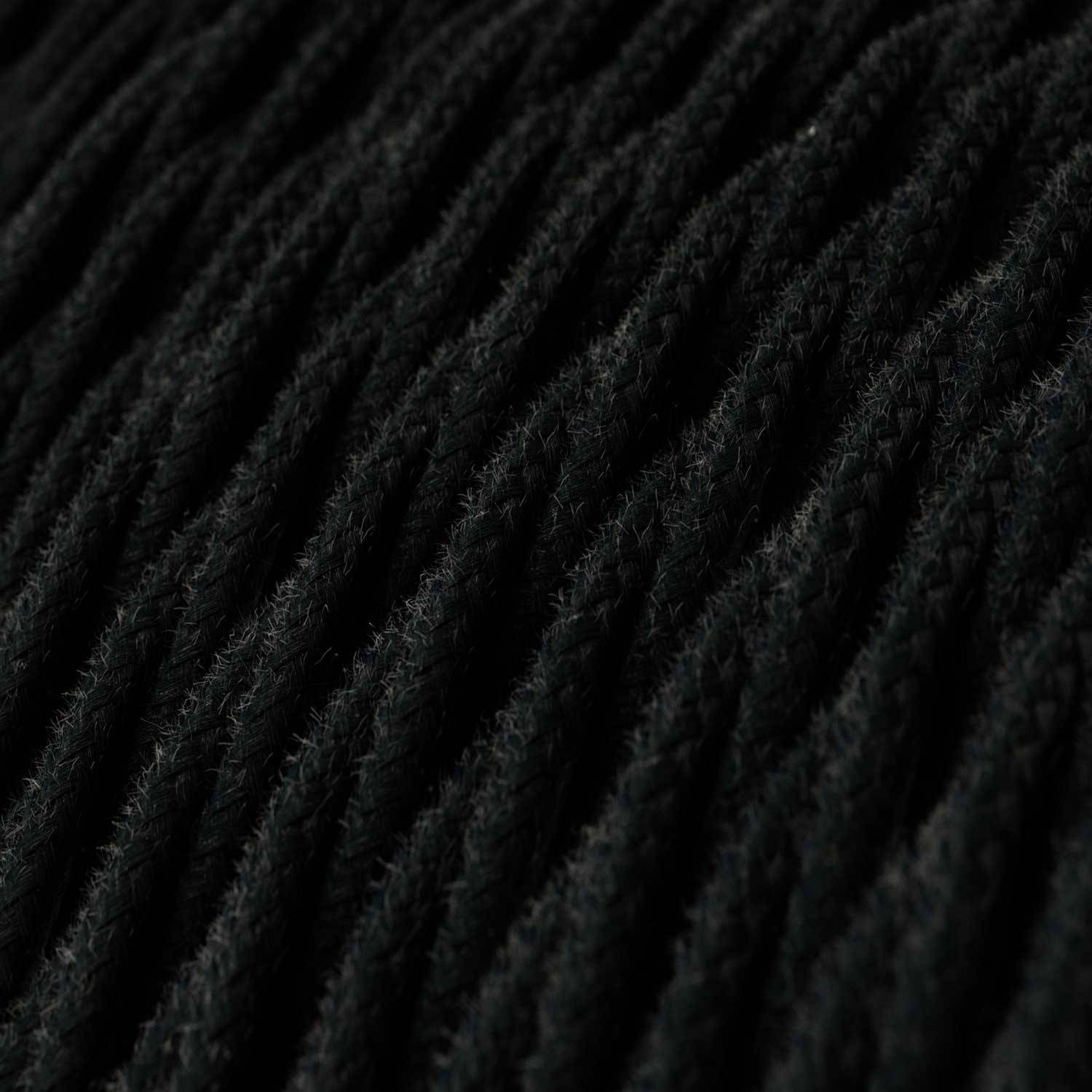 Cablu textil negru din bumbac cu cărbune - The Original Creative-Cables - TC04 împletit 2x0.75mm / 3x0.75mm