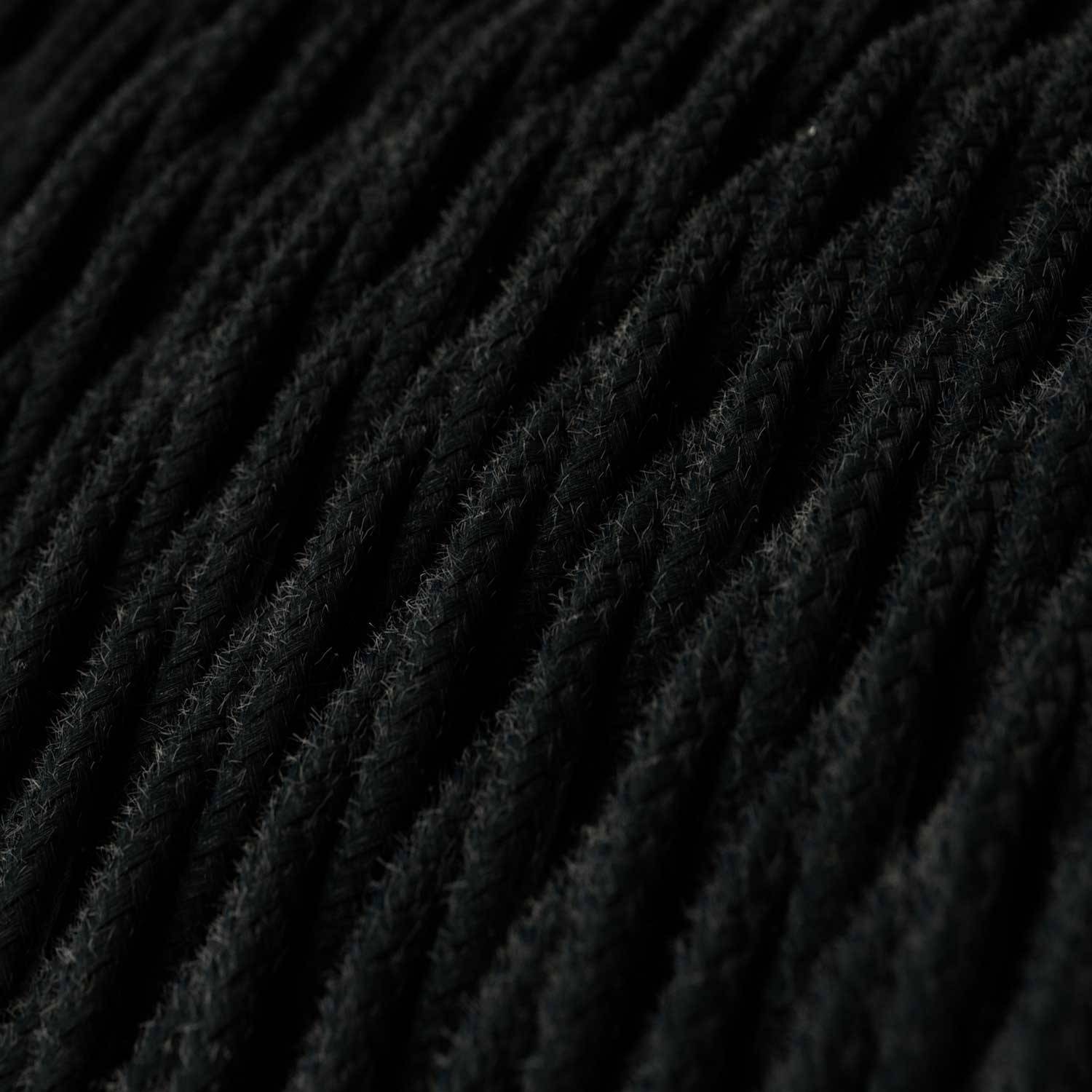 Splétaný bavlněný textilní elektrický kabel, TC04 Černý