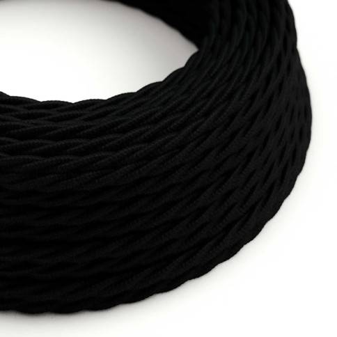 Splétaný bavlněný textilní elektrický kabel, TC04 Černý