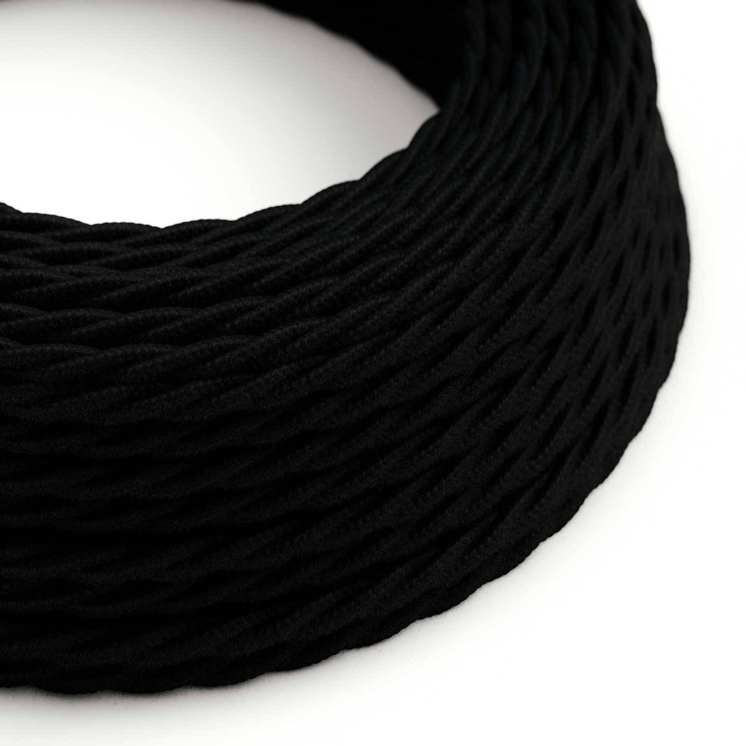 Cablu textil negru din bumbac cu cărbune - The Original Creative-Cables - TC04 împletit 2x0.75mm / 3x0.75mm